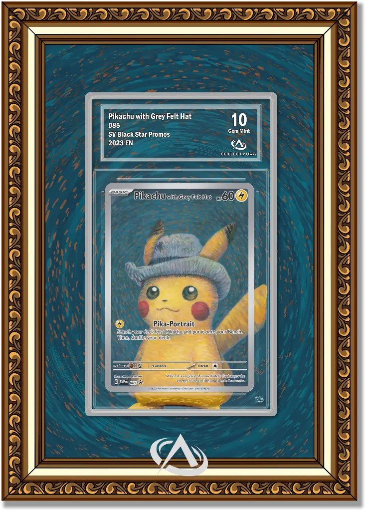 Pokémon Pikachu with Grey Felt Hat - Carte gradée CollectAura 10 avec son cadre